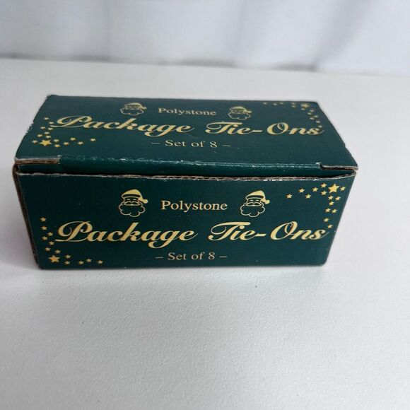 Set of 8 NEW Miniature 1” Christmas Ornaments Package Tie - Ons Black Santa - Picture 6 of 13